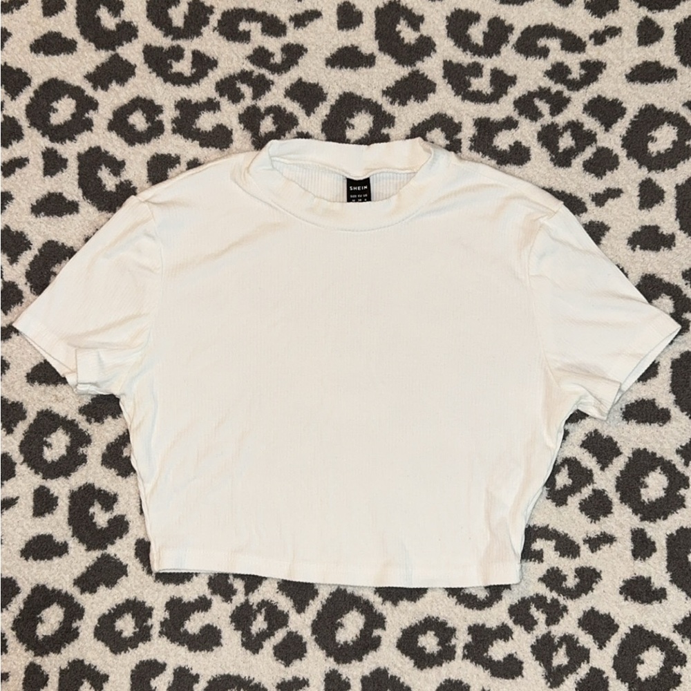 SHEIN White Fitted Crop T-Shirt